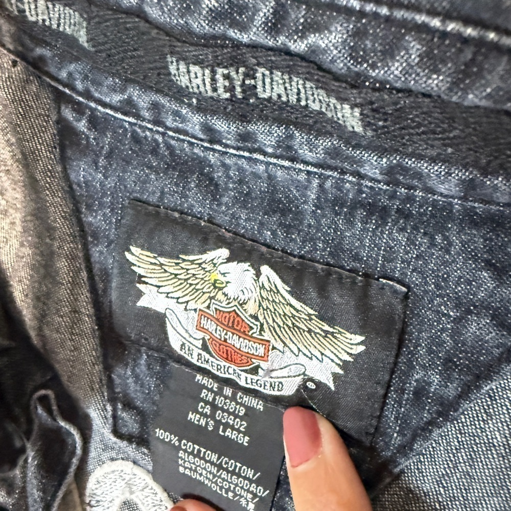 Vintage 05’ Harley-Davidson Black Denim Vest Size L - Picture 5 of 5